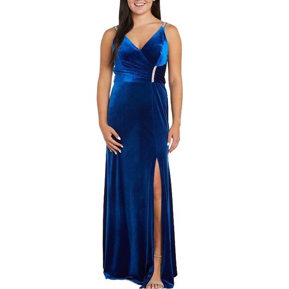 Night Way Collections Dresses & Skirts - Nightway Stretch Velvet Faux Wrap Evening Gown size 10 brand new